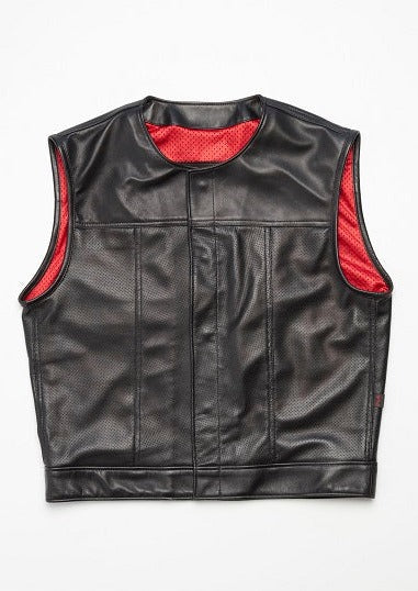 415 Leather Perforated Lambskin Vest with Snaps