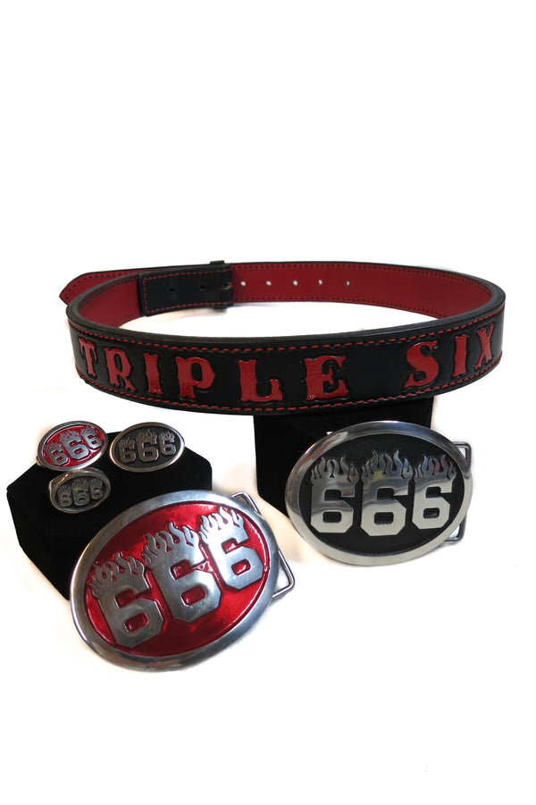 Triple Six Stamped Leather Belt