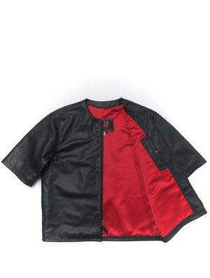 415 Leather Original 3/4 Sleeve Chop Jacket with Zipper (No Collar)