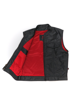 415 Leather Perforated Cowhide Club Style Zipper Vest