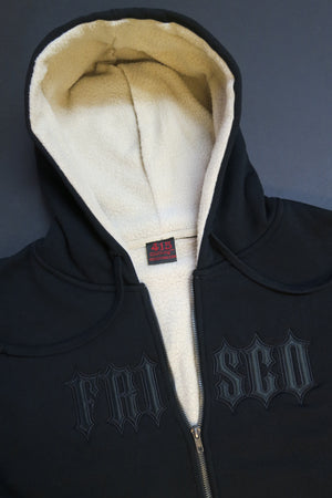 Frisco Sherpa Embroidered Hooded Zipper Sweatshirt