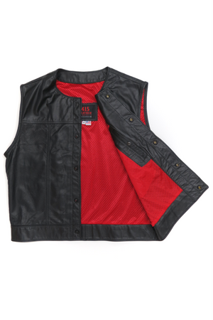 415 Leather Perforated Cowhide Vest with Snaps