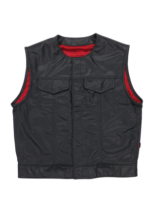 415 Leather Perforated Cowhide Club Style Vest with Snaps