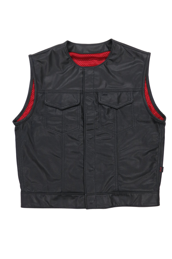 415 Leather Perforated Cowhide Club Style Vest with Snaps