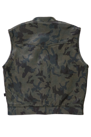 415 Leather Perforated Camouflage Zipper Vest