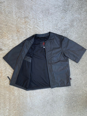 415 Leather 3/4 Sleeve Perforated Jacket No Collar