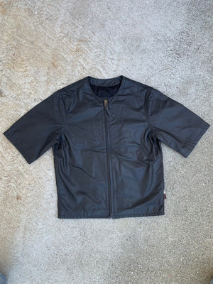 415 Leather 3/4 Sleeve Perforated Jacket No Collar