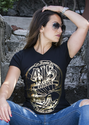 San Francisco 415 Bridge Gold Foil Unisex V-Neck T-Shirt