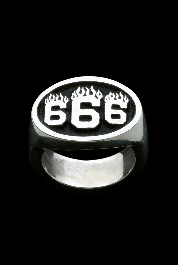 666 Sterling Silver Ring