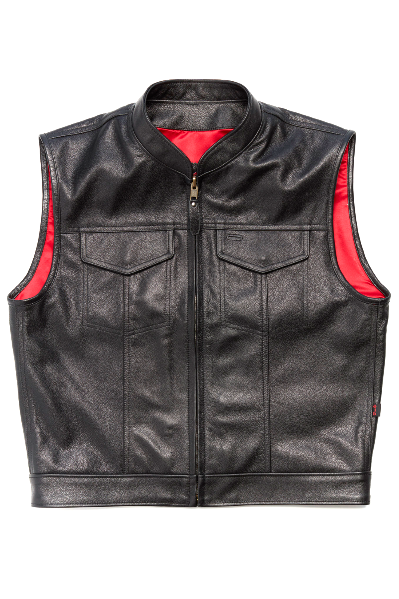 Men's black leather notched lapel vest
