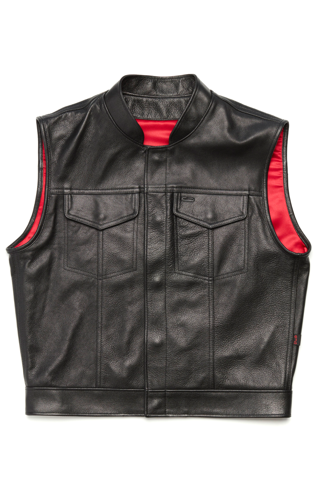 415 Leather Club Style Snap Vest (With Collar) - 415 Clothing, Inc.