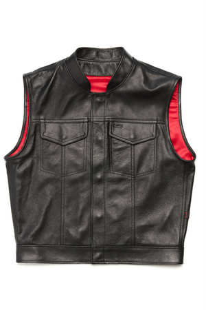 415 Leather Club Style Snap Vest (With Collar)