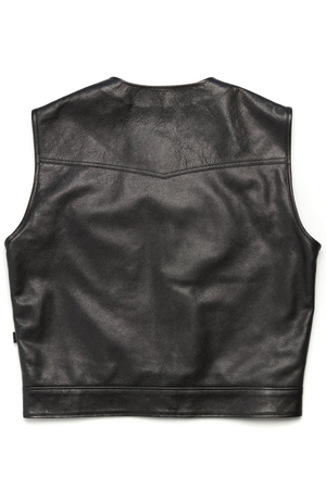 415 Leather Club Style Snap Vest (No Collar)