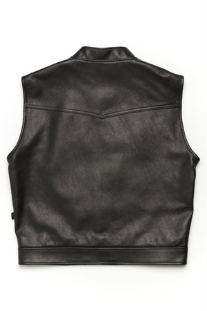 415 Leather Club Style Zipper Vest (With Collar)