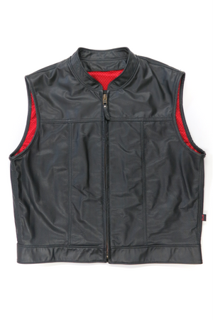 415 Leather Perforated Cowhide Zipper Vest