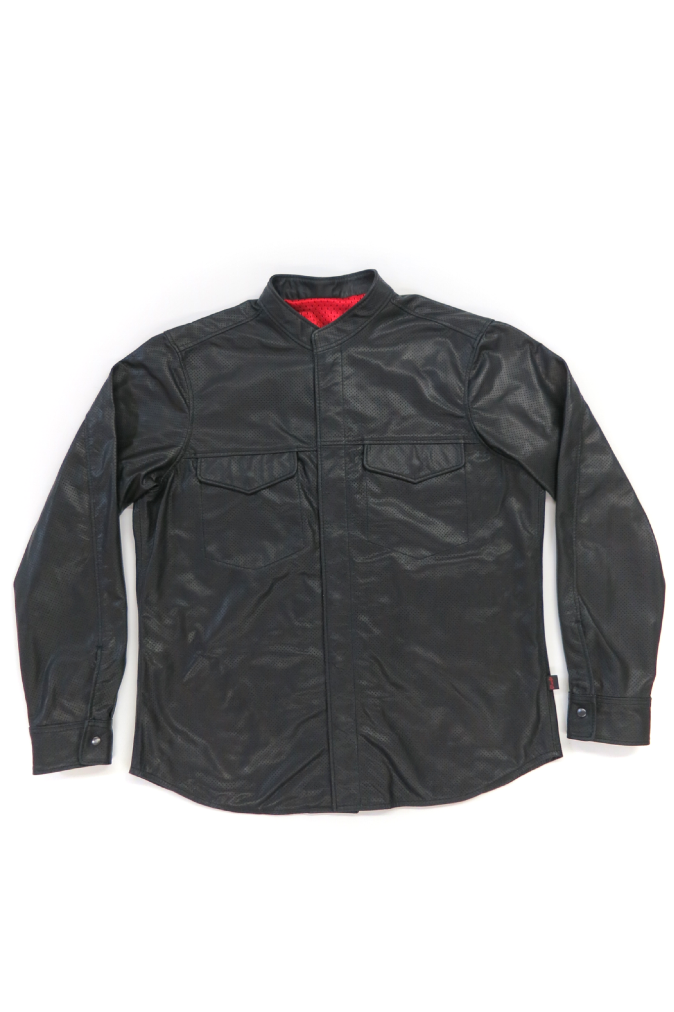 Perforated Long Sleeve Leather Shirt 415 Clothing Inc