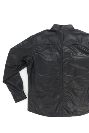Perforated Long Sleeve Leather Shirt