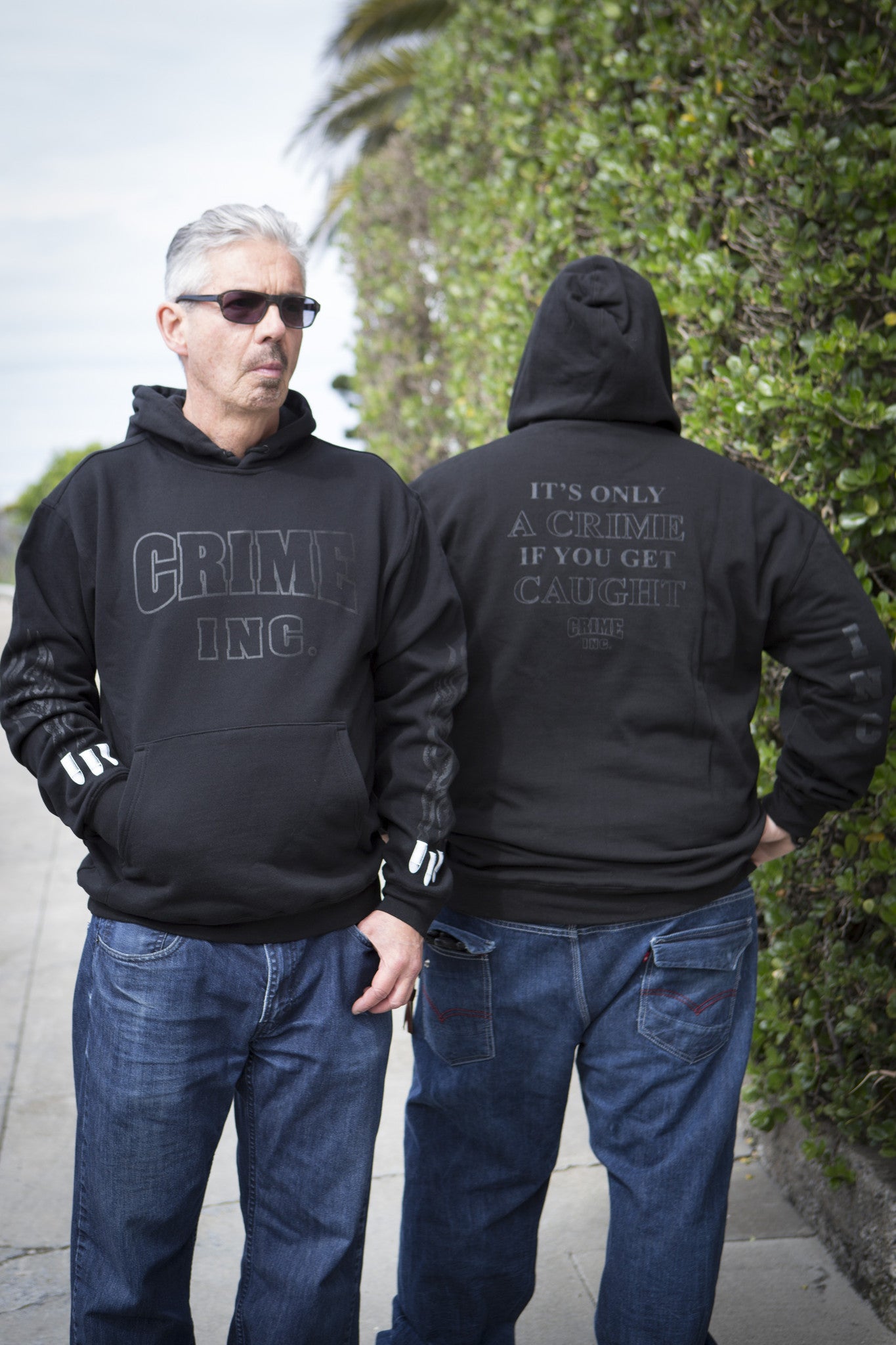 Crime Inc. Black on Black Men's Hooded Sweatshirt