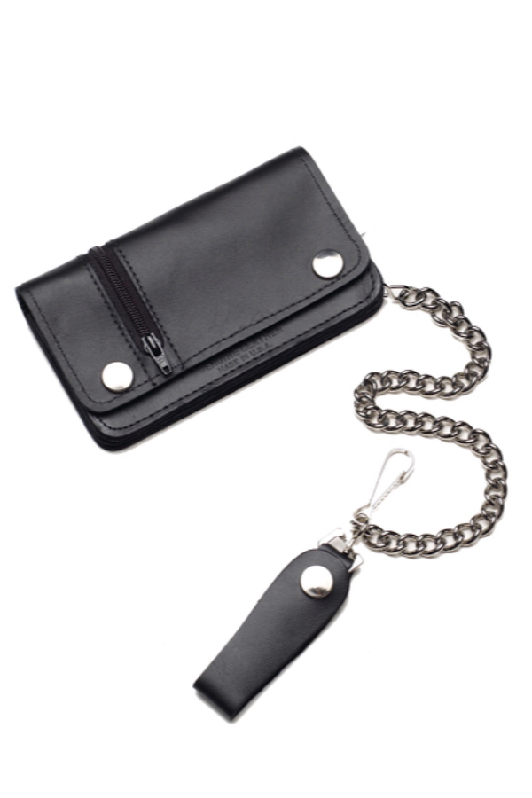 Classic Chain Leather Wallet 6" with Zipper